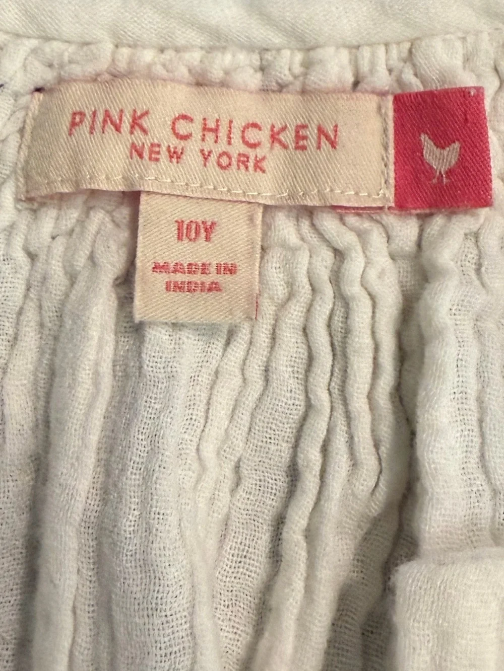 Pink Chicken White Gauze Cover-up with Purple Trim